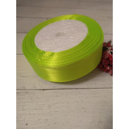 Ленты атласные однотонные 2,5 см цв. салатовый, цена за 5 м